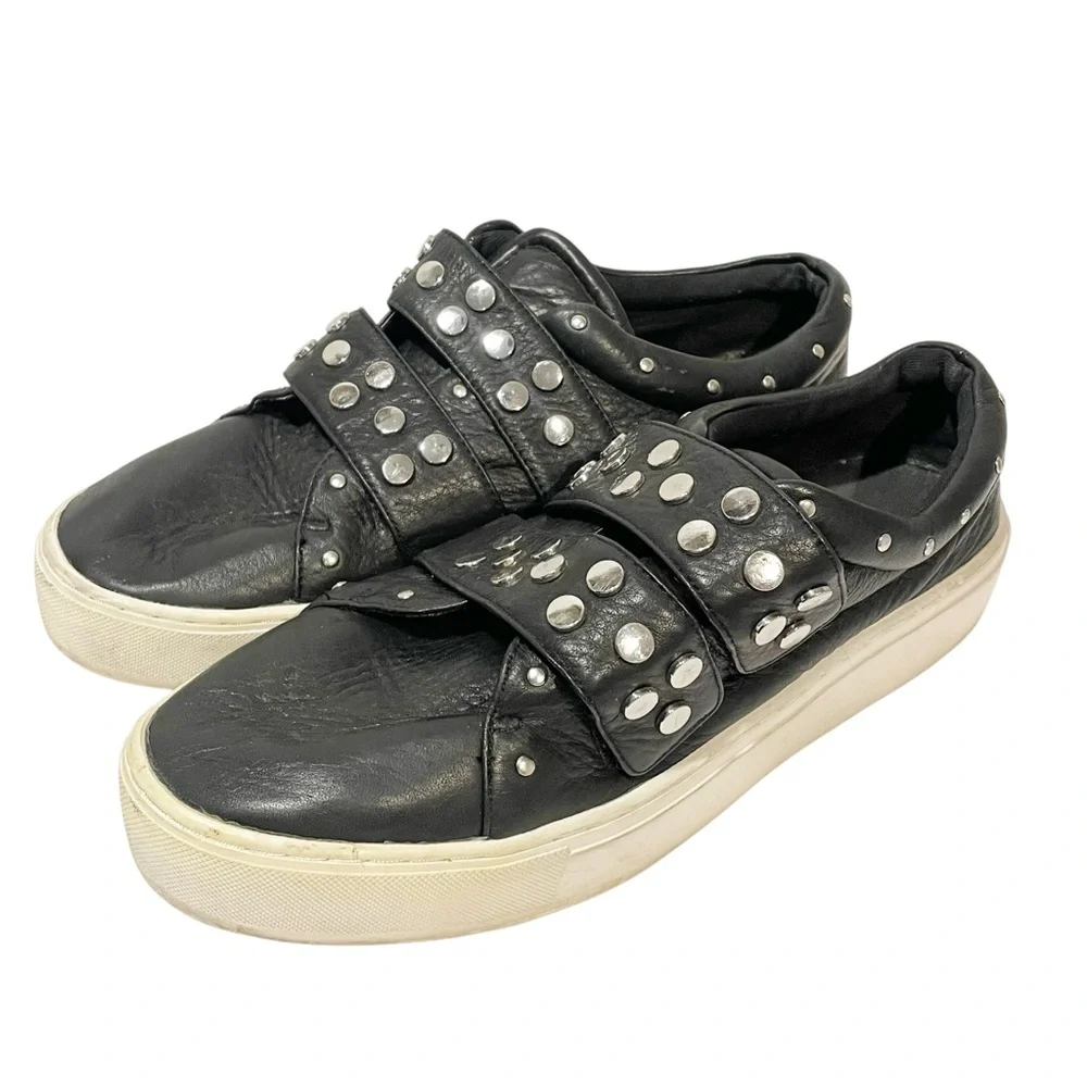 Rebecca Minkoff Natasha‎ Studded Black Soft Leather Slip on Sneaker Size 9